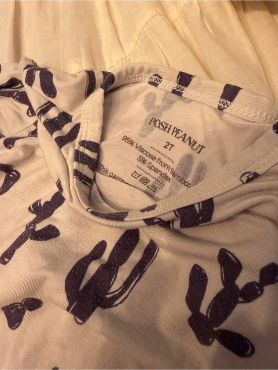 Posh Peanut Cream Pajama Set with Cactus Print