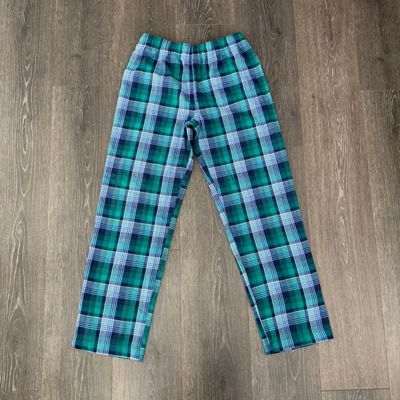 Lands‎ End Kids Flannel Pajama Pants Blue Pink Green Plaid Sz 14 Sleepwear Youth