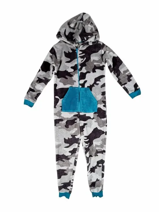 Tucker + Tate Camo Hooded Fleece One-Piece Pajamas Size 8-10 medium