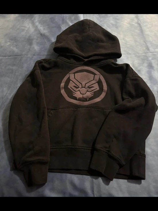 Kids Black Hoodie with Panther Emblem