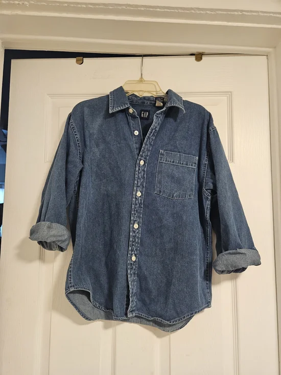 GAP Kids Washed Blue Denim Button-Up Shirt
