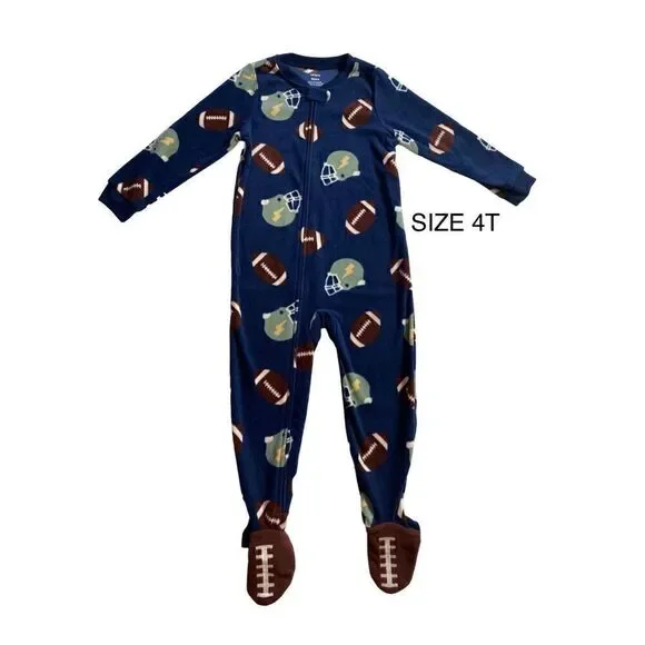 Carter's Boys 4T Football Fleece Footed Paiamas