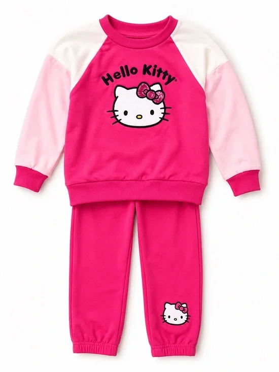 Hello Kitty Pink Raglan Two-Piece Tracksuit Set
