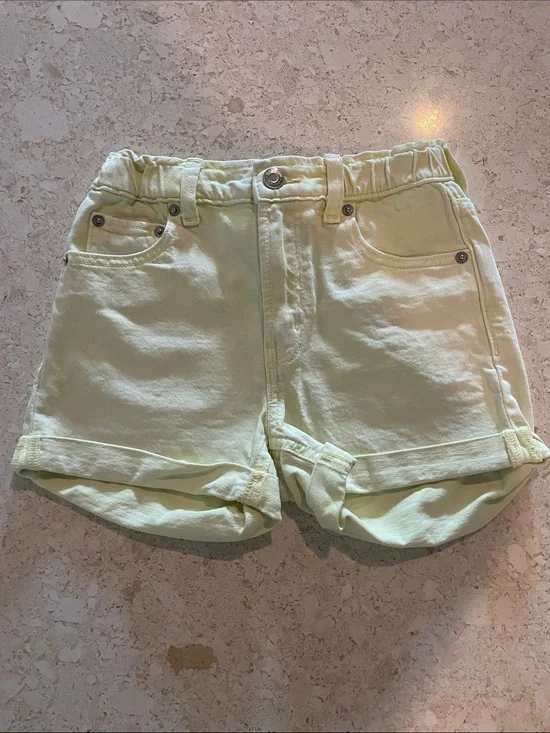 GAP Light Yellow Girls' Cotton Rolled-Hem Shorts