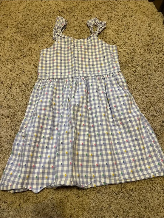 GAP Blue Gingham Sundress with Multicolor Dot Accents