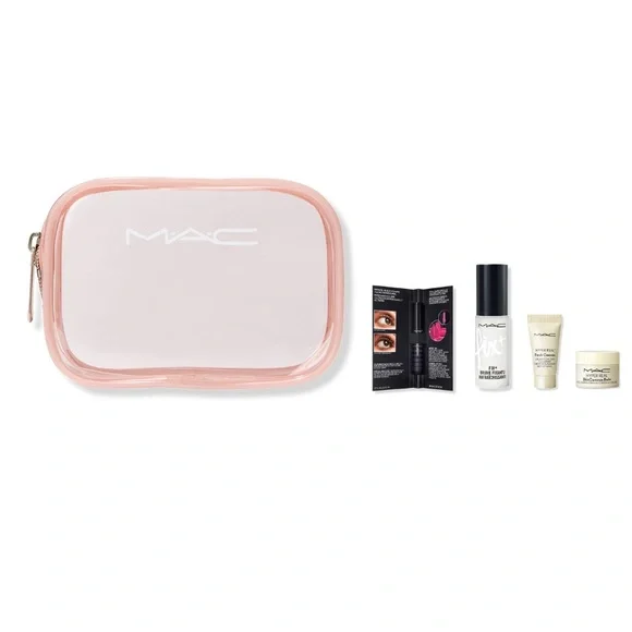 MAC COSMETICS 5p Bag Mascara Setting Spray Cleanser Moisturizer Travel NIB $50