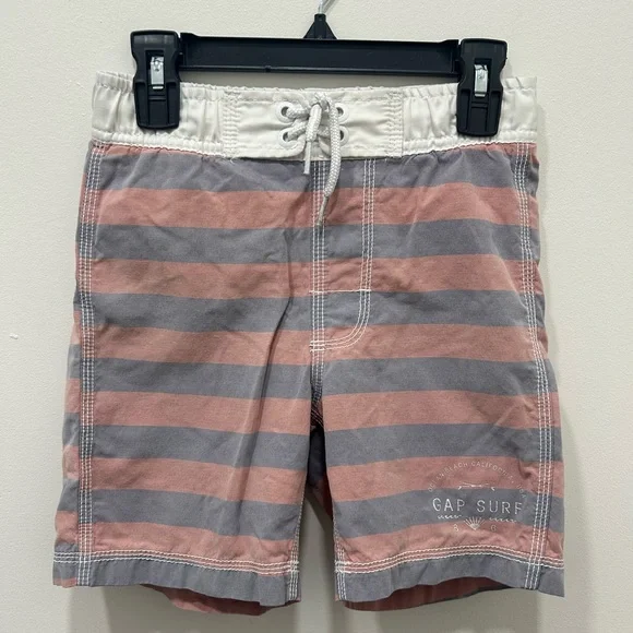 Gap Boy’s Swim Trunks Size Small 6-7 Red Navy Stripes Bathing Suit Bottoms Liner
