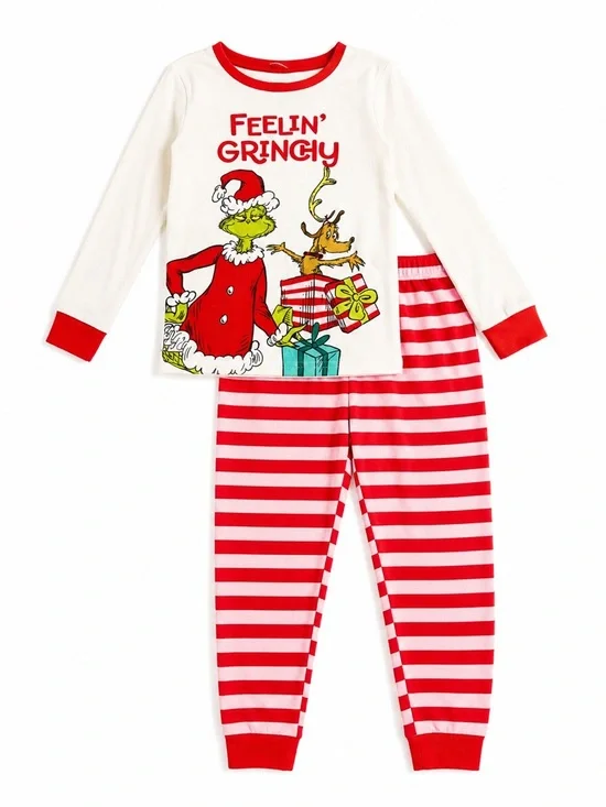 New - Feelin' Grinchy Kids Long Sleeve Pajama Set