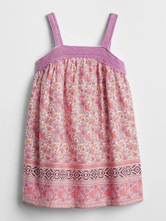 baby GAP Pink Crochet Trim Floral Dress size 3T