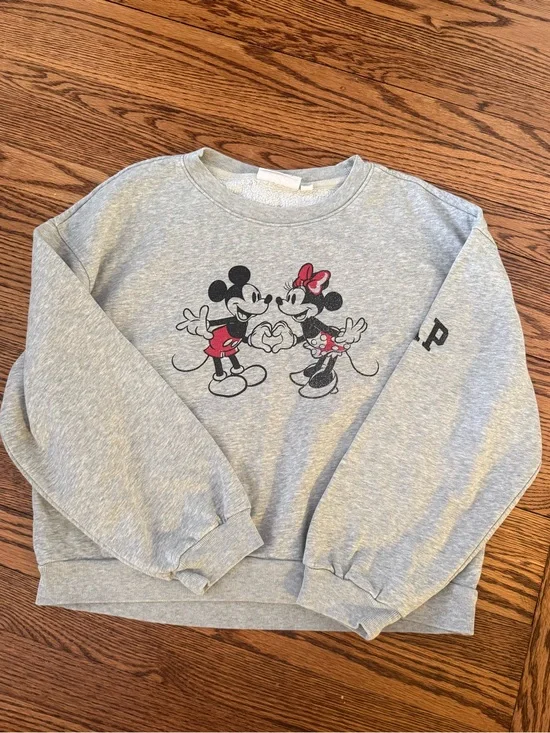 GAP Kids x Disney Mickey & Minnie Mouse Gray Crewneck Sweatshirt XXL Fits XS/S