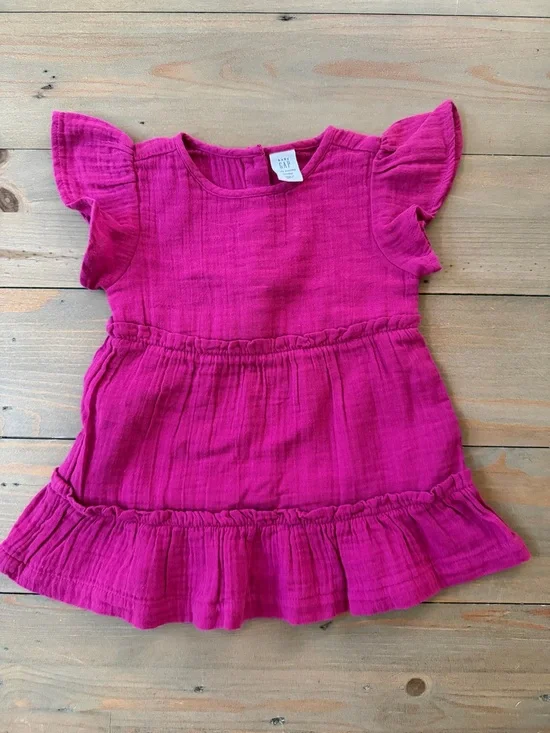 Baby Gap Kids Fuchsia Flutter-Sleeve Dress - 6-12 Months