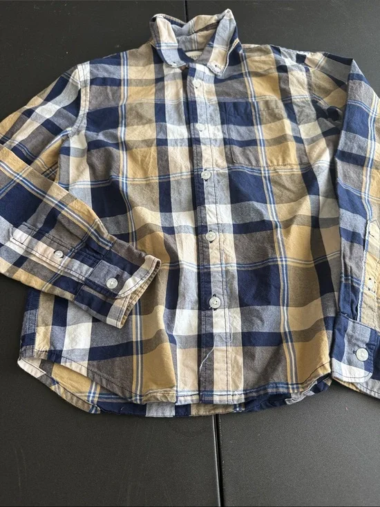 Nordstrom Blue and Tan Plaid Button-Down Shirt