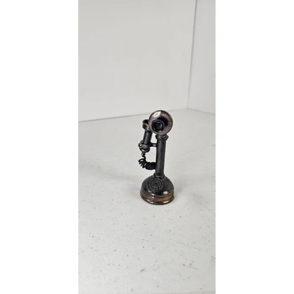 Vintage‎ Miniature Diecast Metal Candlestick Telephone Pencil Sharpener Desk Top