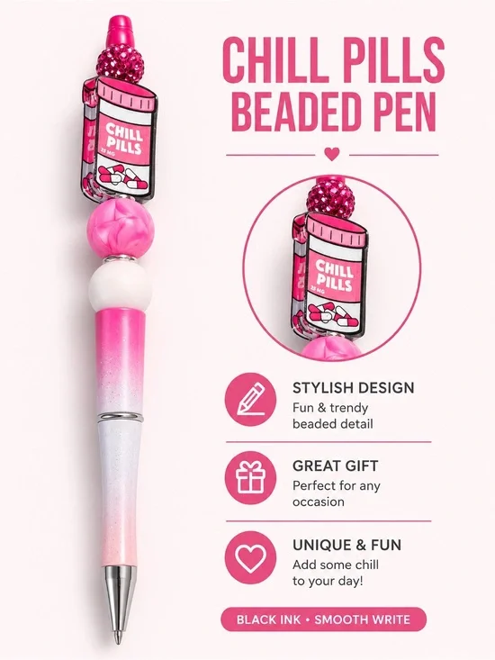 Hand Crafted Pink Gradient Gel Pen with Pink Charm