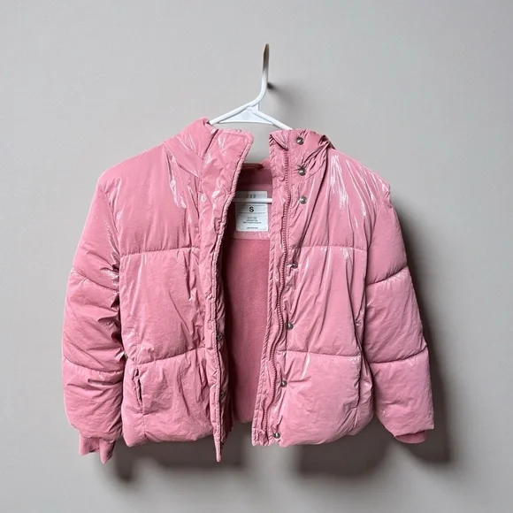 GAP Kids - Girls Nylon Shine Puffer Jacket Pink Size S