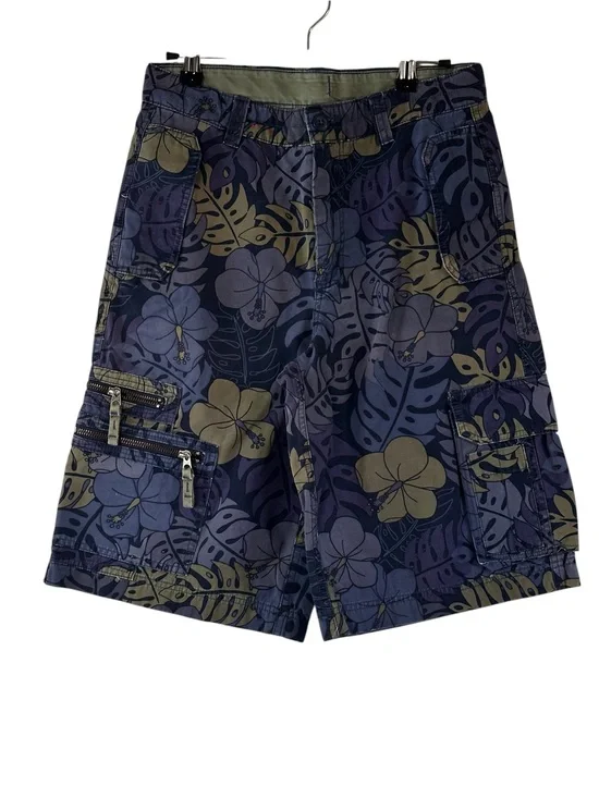 Gap Kids Tropical Floral Cargo Shorts Size 14 Hawaiian Y2K Utility Skater