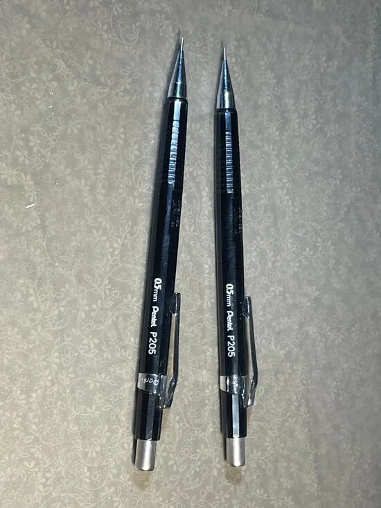 2 Vintage PENTEL P205 Black Mechanical Pencil 0.5mm (#1890)