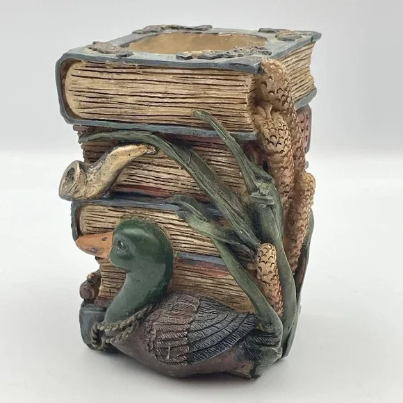 Vintage 1990s Duck Books Pencil Holder Desk‎ Organizer Cachepot Library Decor