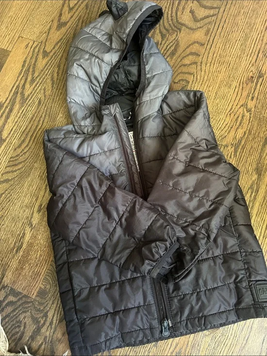 Black Hooded Puffer Jacket for Kids - Lightweight Winter Coat