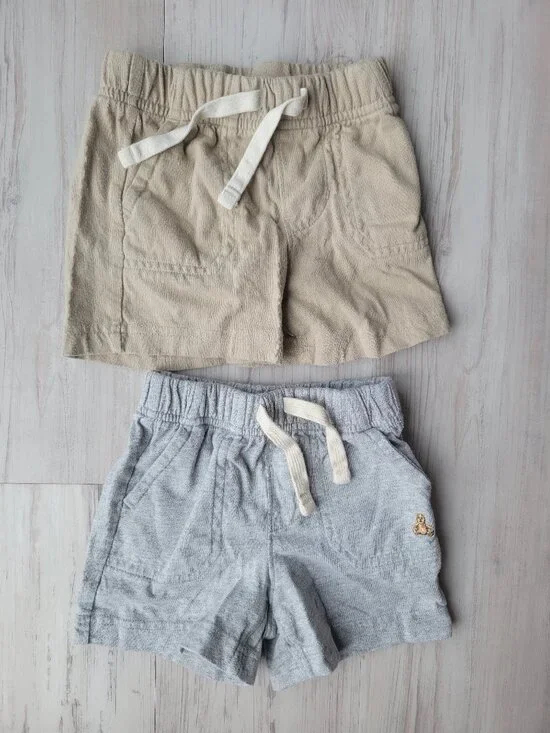 Baby Gap 2 pair shorts heathered gray and tan size 6-12 months