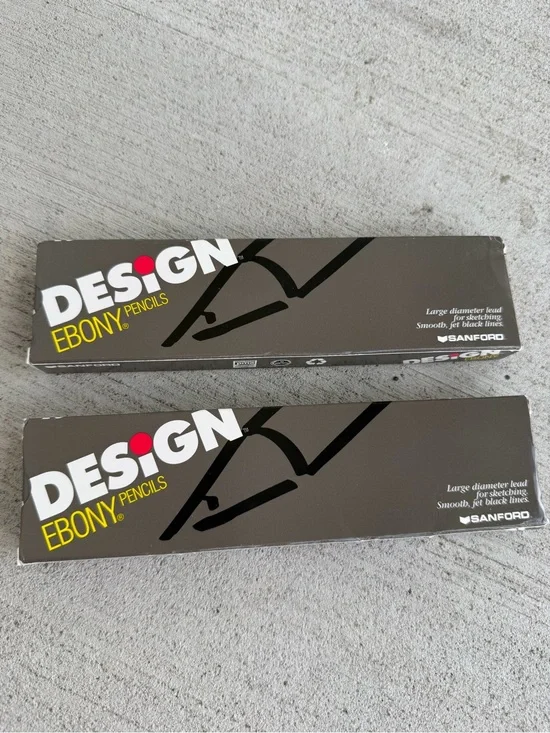 Vintage Sanford Design Ebony Pencils No. 14420 Jet Black Extra Smooth Sketching