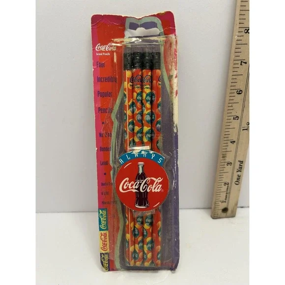 Vintage Coca-Cola Always Brand Pencils 4 Pack Red No 2 HB Soda Collectible
