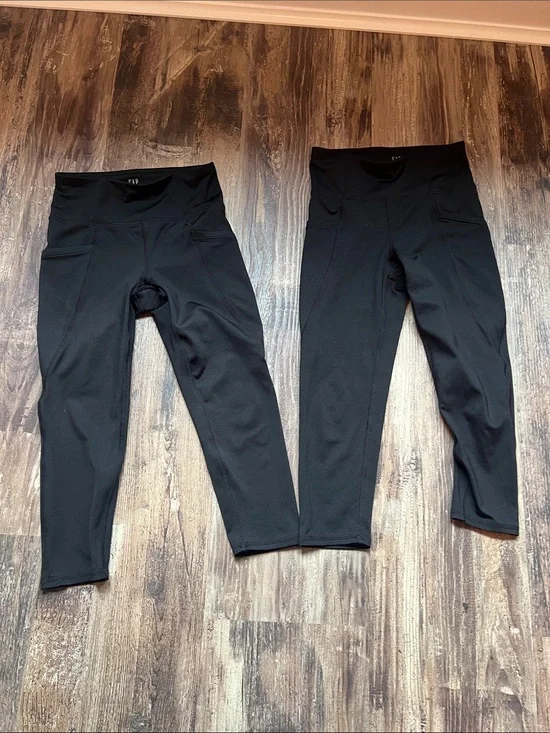 Gap teen size 8 Kids Black cropped Active Leggings with Side Pockets
