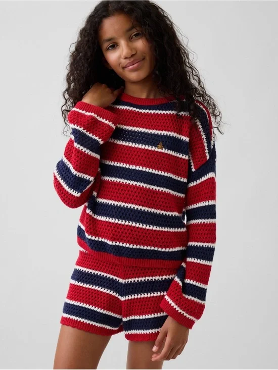 ❤️ NWT! GAP Kids Striped Red, Navy & White Crewneck Sweater