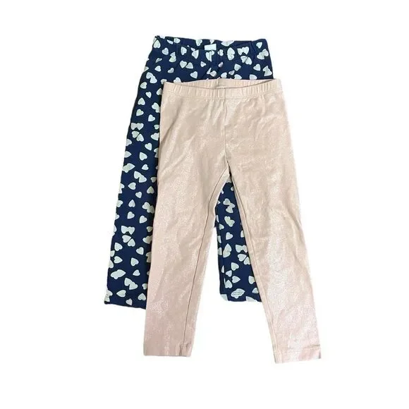 Lot (2) Girls Cotton Leggings Pants 3T