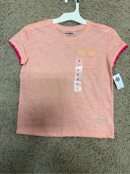 Old Navy Peachy Pink Short-Sleeve Tee with Hot Pink Trim - Brand New