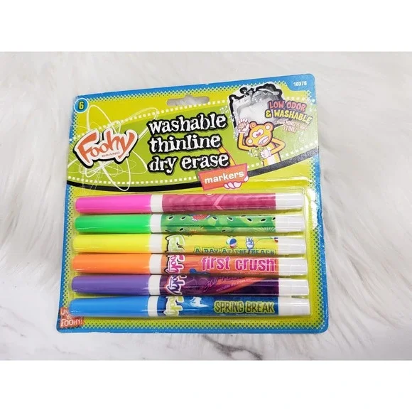 FOOHY Dry Erase Markers Washable Thinline 6 Pack SMELLY  Vintage 2006 MONKEY