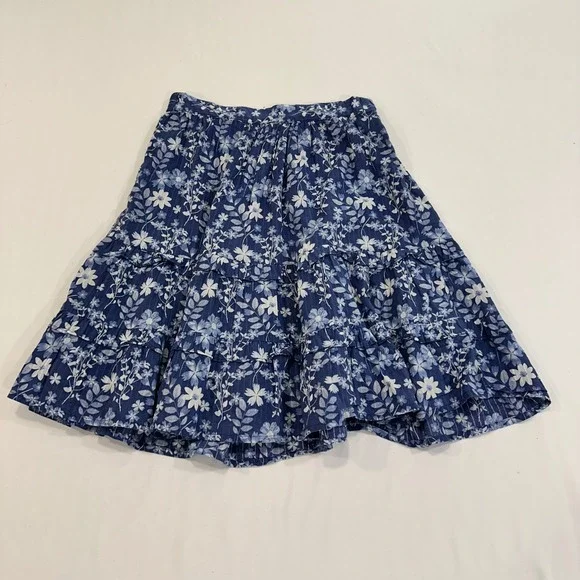 Gap Tiered Floral Skirt‎ Kids Size 10 Blue White Cotton Ruffle | Cottagecore