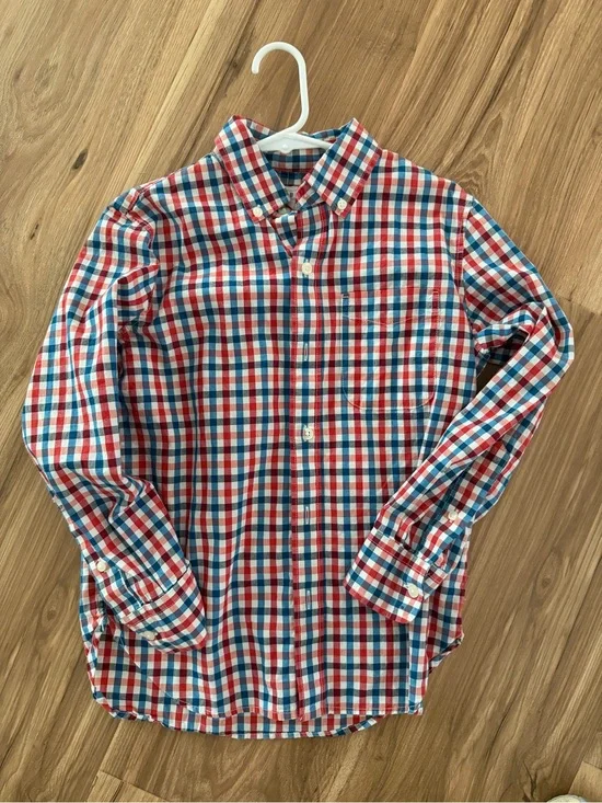 GAP Red, Blue & White Plaid Button-Down Shirt