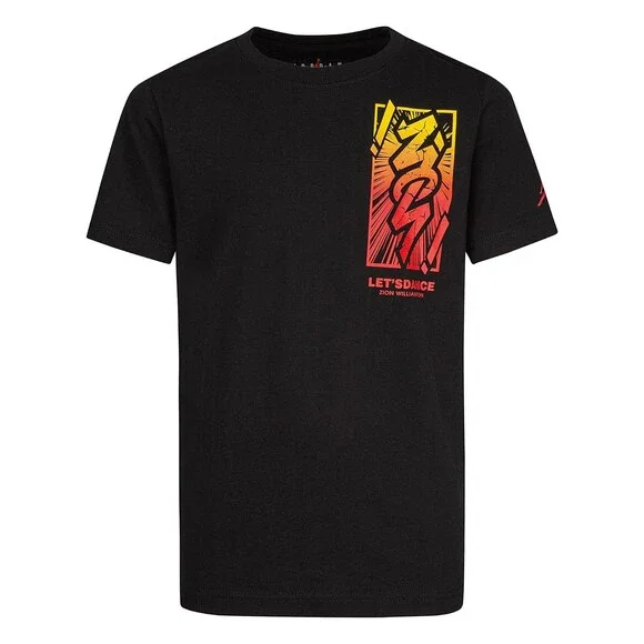 Jordan Zion Let's Dance T-Shirt Kids Medium (10-12) Black Graphic Cotton FROG572