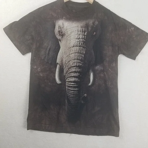 The Mountain Kids T Shirt Elephant Graphic Print Chocolate Tie Dye Cotton Size S