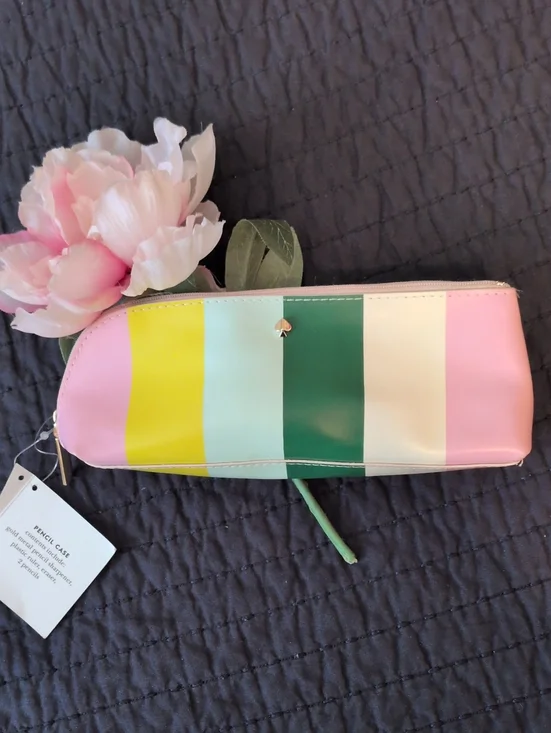 Kate Spade Striped Pencil Case NWT
