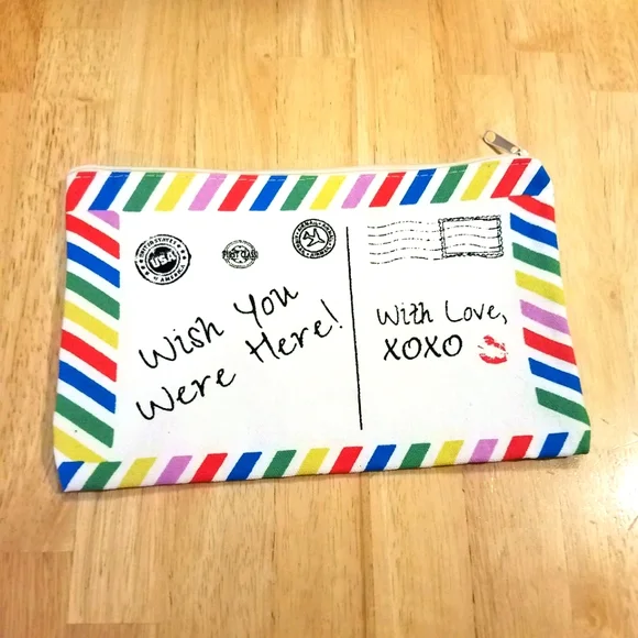 Bright Postcard rainbow striped print pencil case