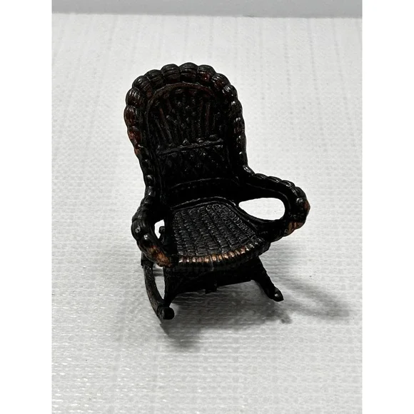 Vintage‎ Miniture Metal WICKER ROCKER PENCIL SHARPENER 2.5