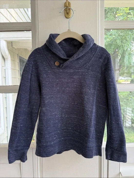 Old Navy Navy Speckled Shawl Collar Pullover with Button