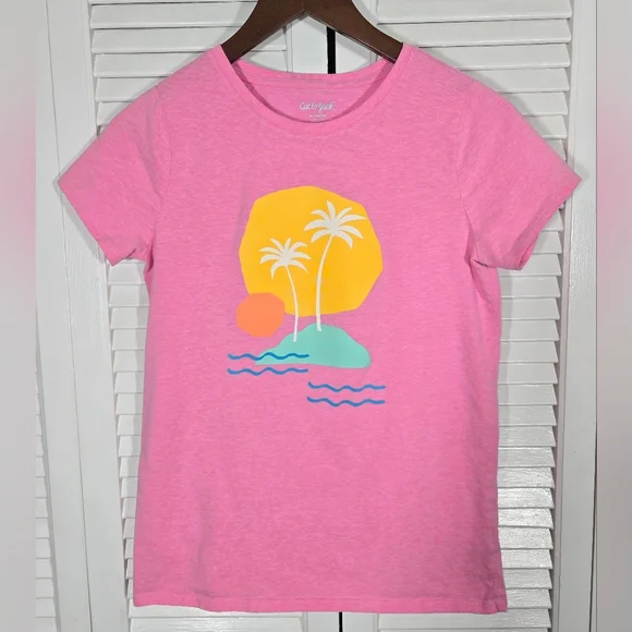 Cat & Jack Palm Tree Sun Graphic Short Sleeve Crewneck T Shirt 14/16