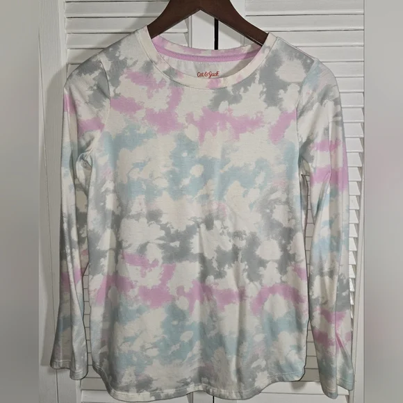 Cat&Jack Long Sleeve Crewneck Tie Dye Pastel t Shirt Sz 14/16
