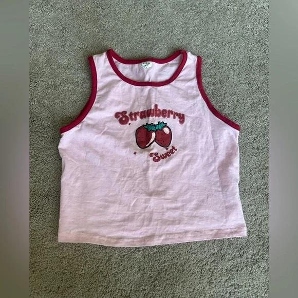 Girls strawberry tank top shirt 11/12