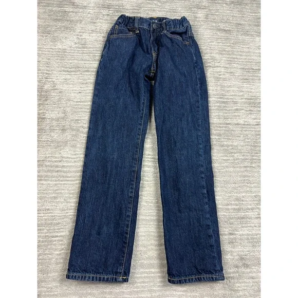 Gap Jeans Boys 10 Regular Blue Straight Leg Flannel Lined Plaid Elastic Waist