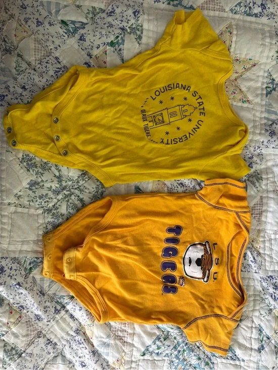 Louisiana State University Yellow Baby Onesies (2)