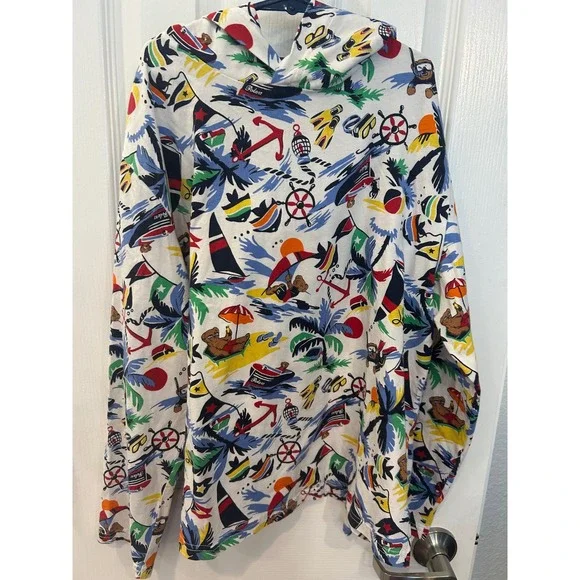 Polo Ralph Lauren Kids XL 18-20 Nautical Polo Bear All Over‎ Print Hoodie k7089