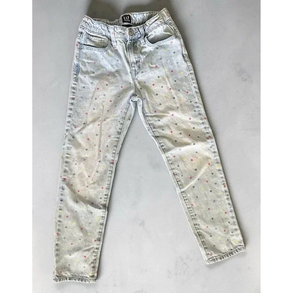 Gap Denim Girls Size 7 Girlfriend Fit Polka Dot Jeans