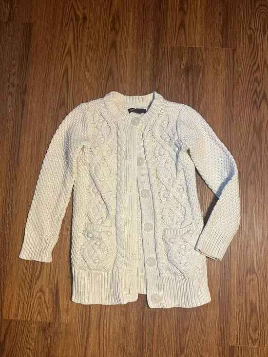 Gap Kids White Chunky Cable Knit Cardigan Size 6-7