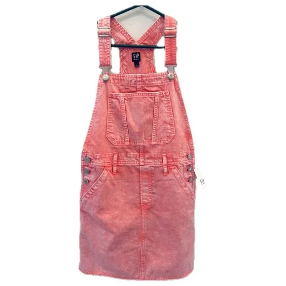 Gap Kids NWT Coral Denim Overalls Dress Size Large
