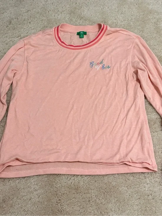 Good Vibes Coral Crewneck Sweater