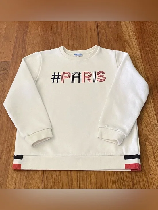 Jacadi White Crewneck Sweatshirt with #PARIS Graphic